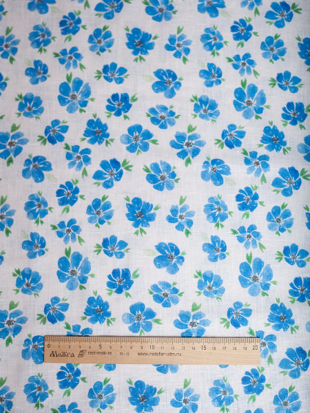 ОСТАТОК меньше метра Ткань льняная цветочек Лён