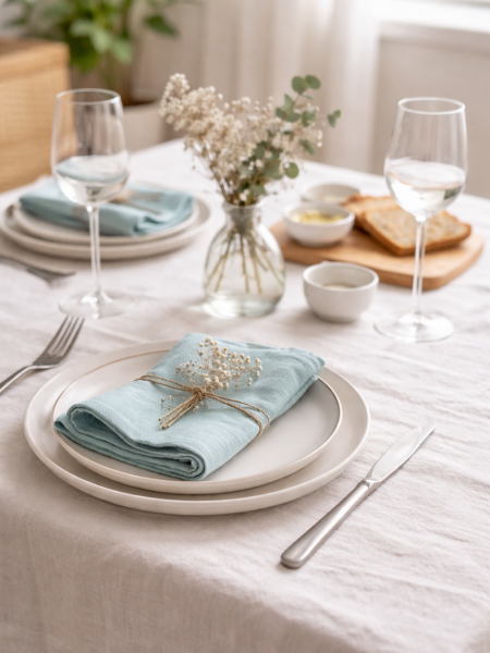 Салфетка льняная цвет бирюза