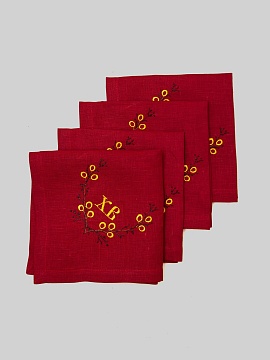 Набор льняных салфеток ХВ цвет красный
