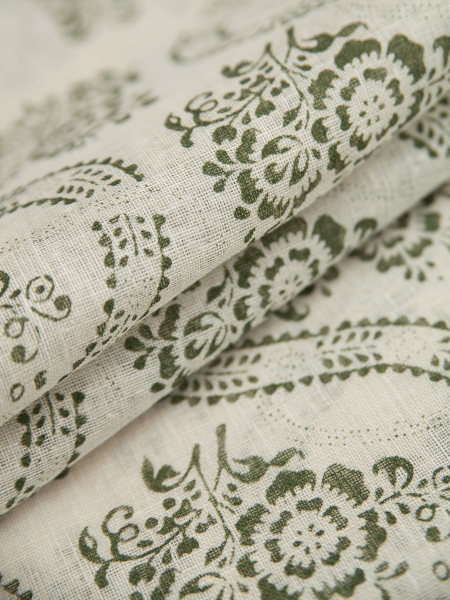 ОСТАТОК меньше метра Ткань льняная Аленький цветочек-2