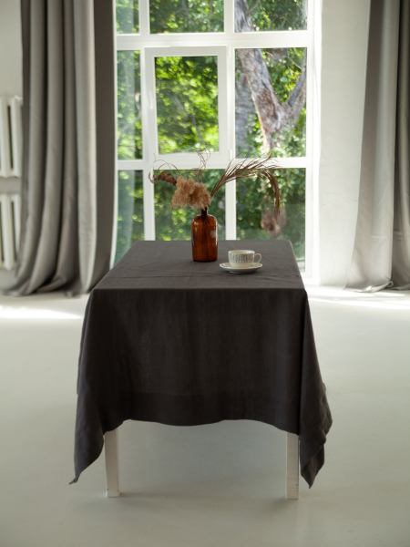 Умягчённая скатерть премиум Stone wash graphite