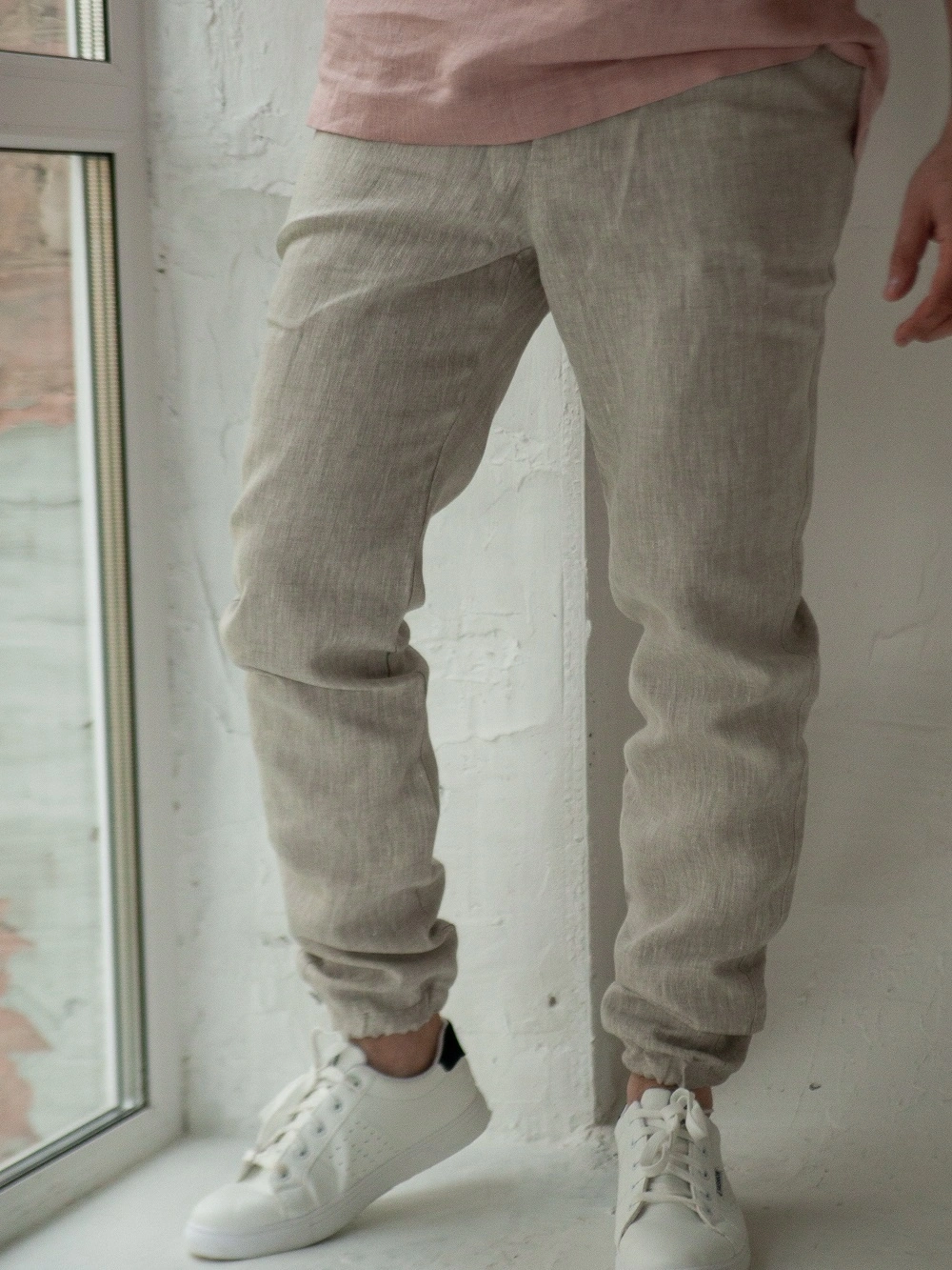 Белые мужские брюки, льняные белые штаны - купить в магазине «ИзоЛьна.ру»